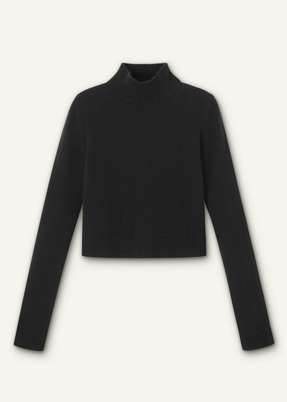 Black High Neck Crop Sweater | ME+EM Clothing