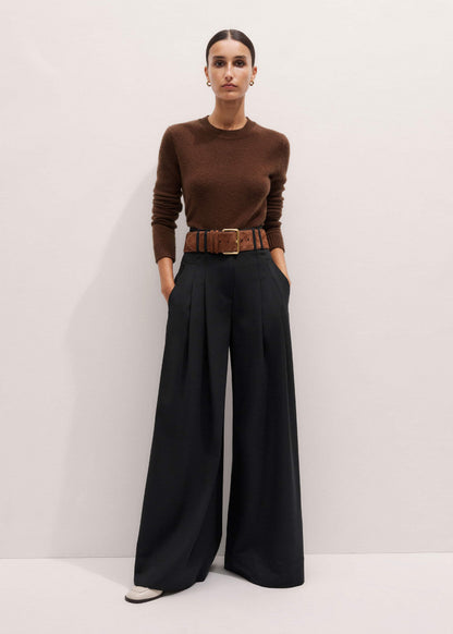 Brown Cashmere Relaxed Crop Sweater | ME+EM Clothing