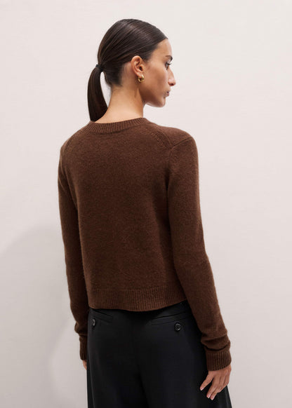 Brown Cashmere Relaxed Crop Sweater | ME+EM Clothing