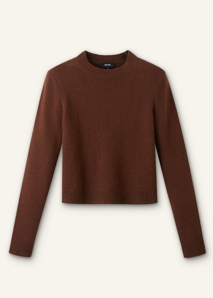 Brown Cashmere Relaxed Crop Sweater | ME+EM Clothing