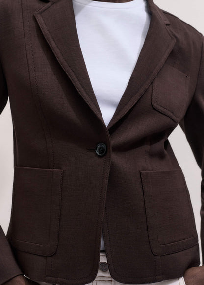 Brown Fitted Short Blazer | ME+EM Clothing