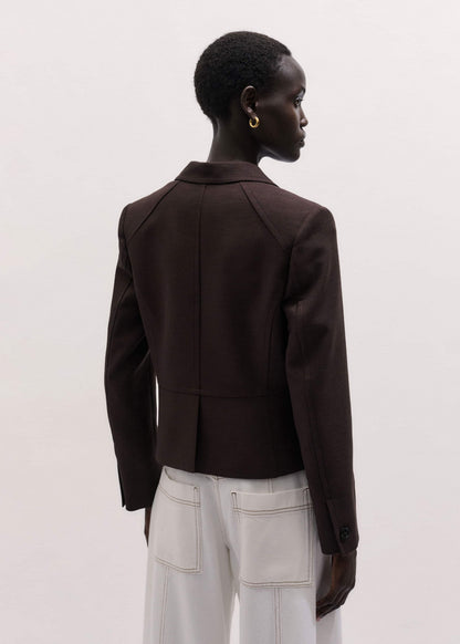 Brown Fitted Short Blazer | ME+EM Clothing