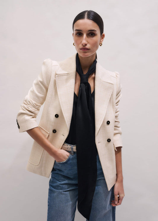 Ivory Slim Feminine Sleeve Blazer | ME+EM Clothing