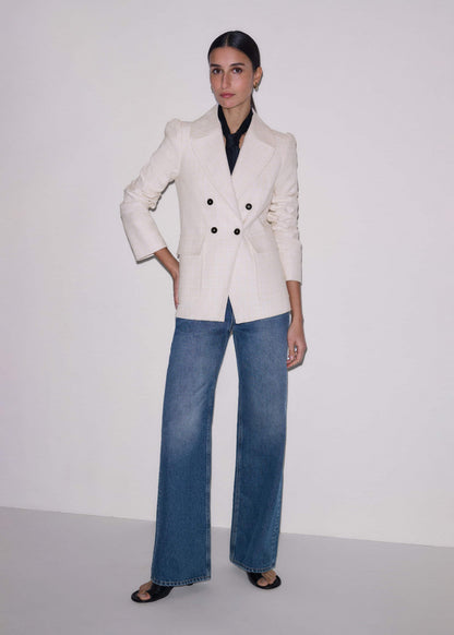 Ivory Slim Feminine Sleeve Blazer | ME+EM Clothing