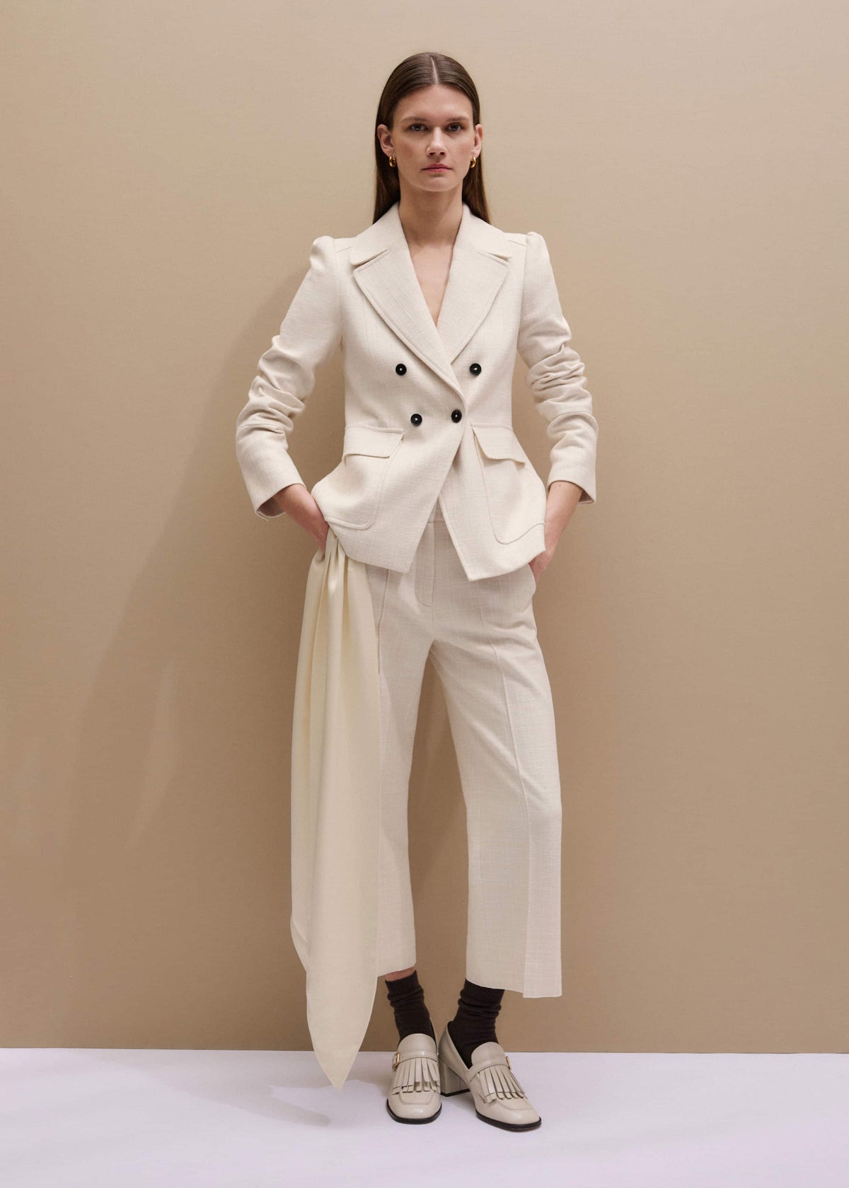 Ivory Slim Feminine Sleeve Blazer | ME+EM Clothing