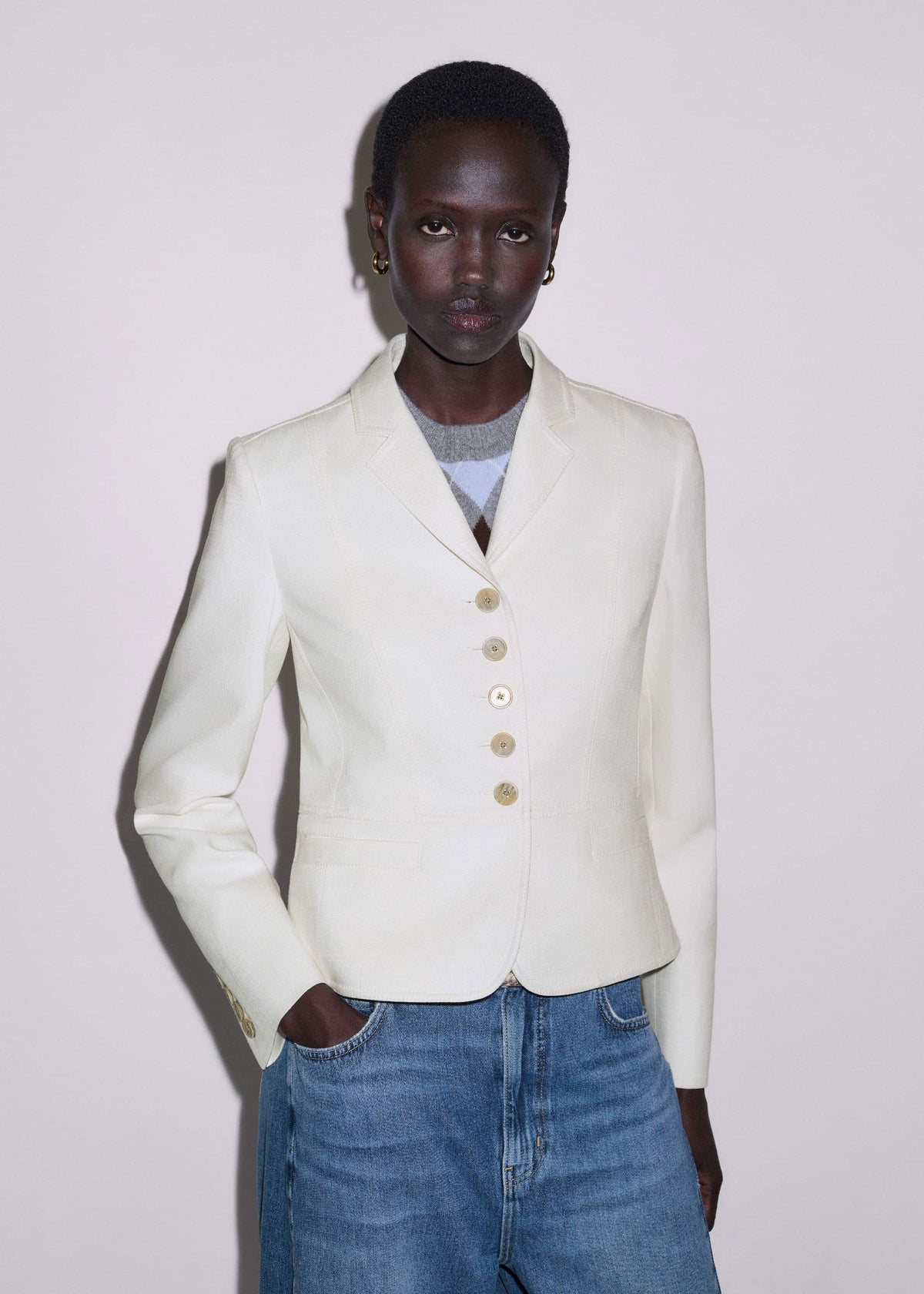 Ivory Fitted Utility Jacket | ME+EM Clothing
