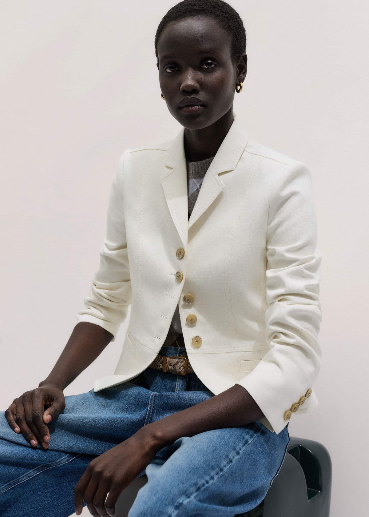 Ivory Fitted Utility Jacket | ME+EM Clothing