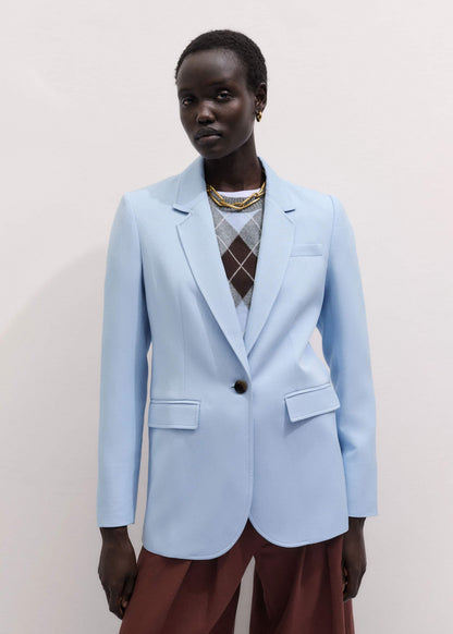 Sky Blue Sharp Shoulder Blazer | ME+EM Clothing