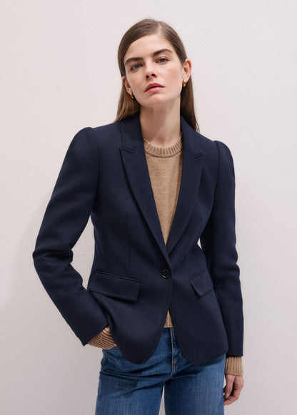 Navy Feminine Sleeve Fitted Blazer | ME+EM Clothing