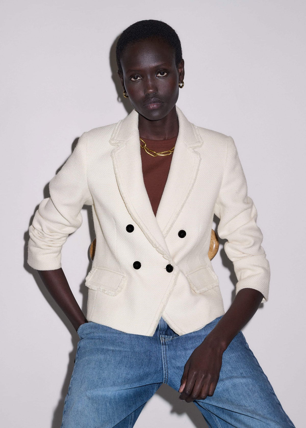 Ivory AM-PM Fitted Blazer | ME+EM Clothing