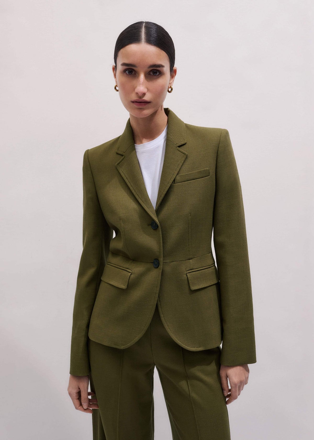 Olive Green Soft Sculpt Jacket | ME+EM Clothing