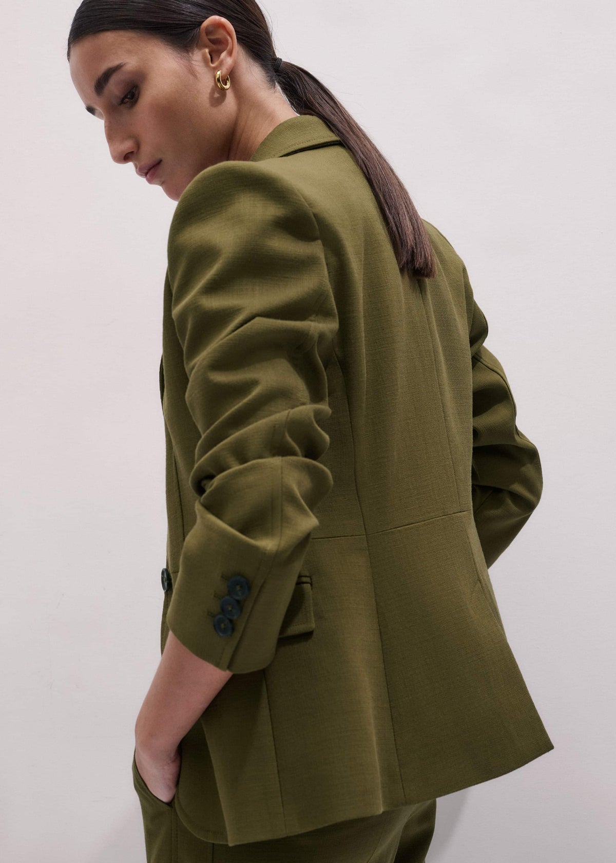 Olive Green Soft Sculpt Jacket | ME+EM Clothing