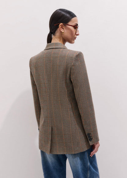 Brown Check Sharp Shoulder Blazer | ME+EM Clothing