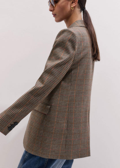 Brown Check Sharp Shoulder Blazer | ME+EM Clothing