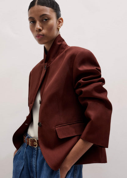 Cinnamon Brown Oversized Short Blazer | ME+EM Clothing