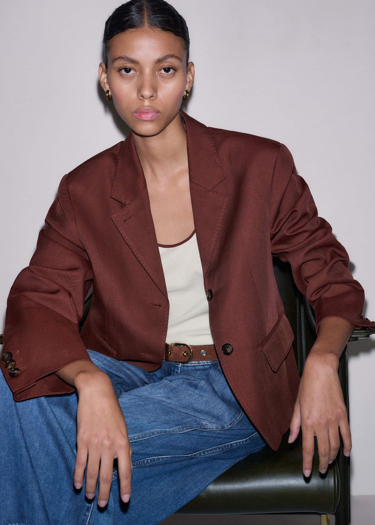 Cinnamon Brown Oversized Short Blazer | ME+EM Clothing