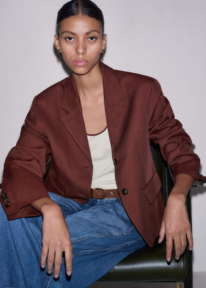 Cinnamon Brown Oversized Short Blazer | ME+EM Clothing