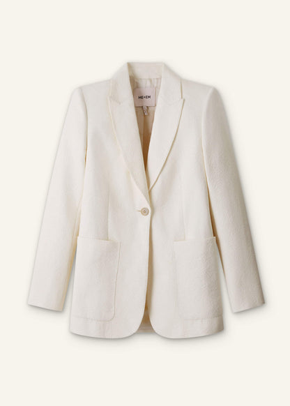 Ivory Luxe Jacquard Sharp Shoulder Blazer | ME+EM Clothing