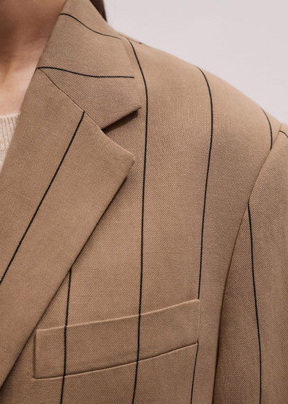 Tan Icon Intelligently Oversized Pinstripe Blazer | ME+EM Clothing