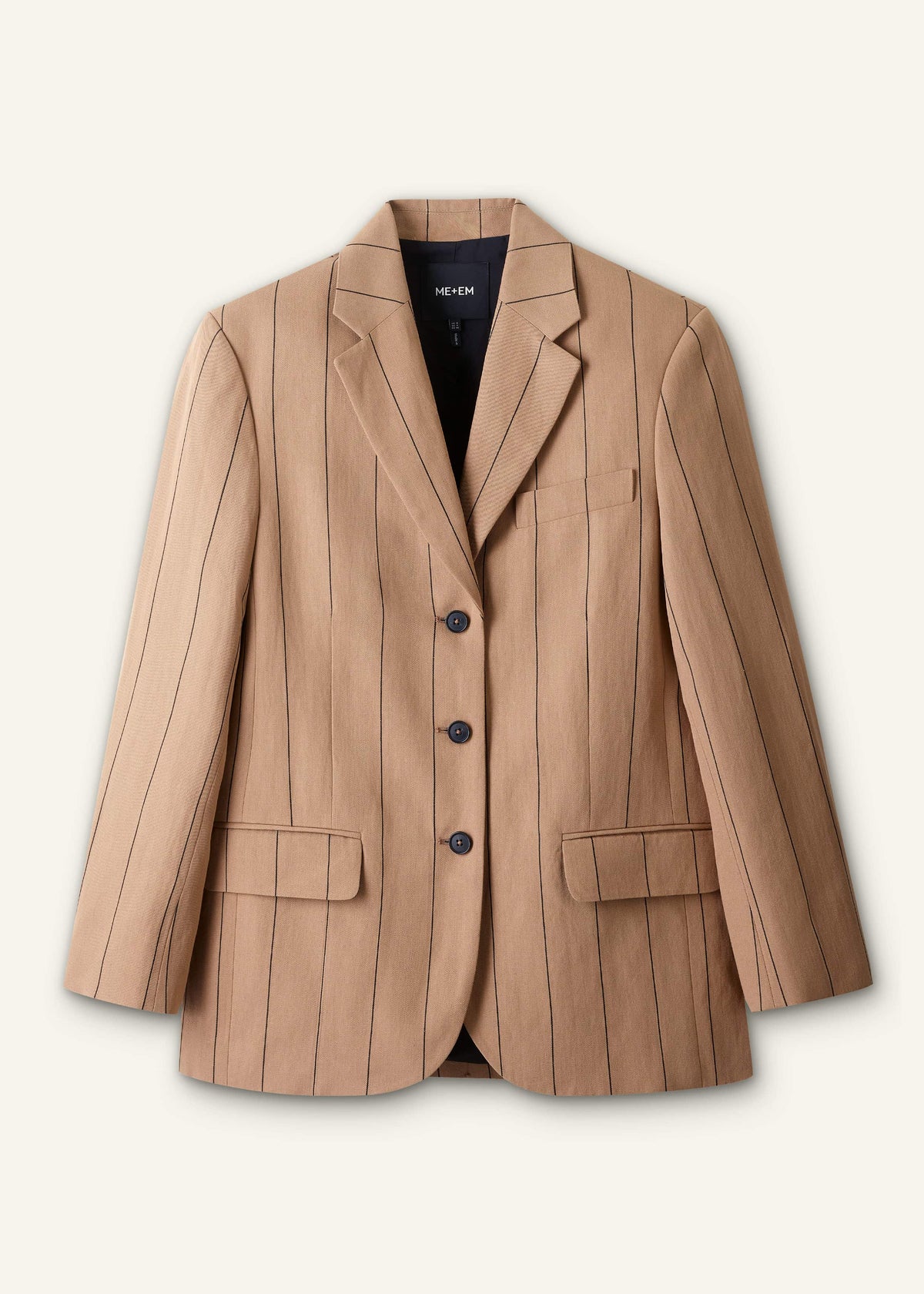 Tan Icon Intelligently Oversized Pinstripe Blazer | ME+EM Clothing