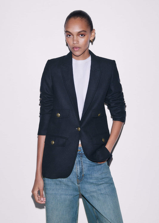 Navy Sharp Shoulder Blazer | ME+EM Clothing