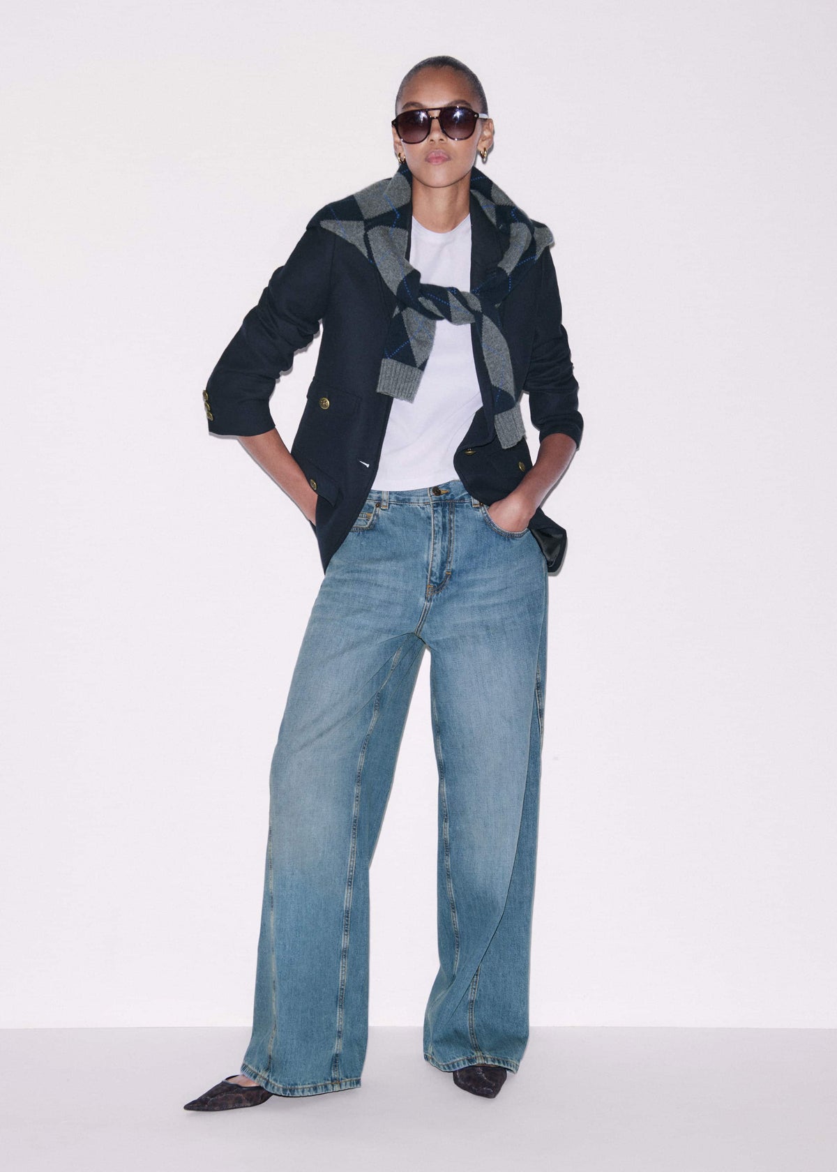 Navy Sharp Shoulder Blazer | ME+EM Clothing