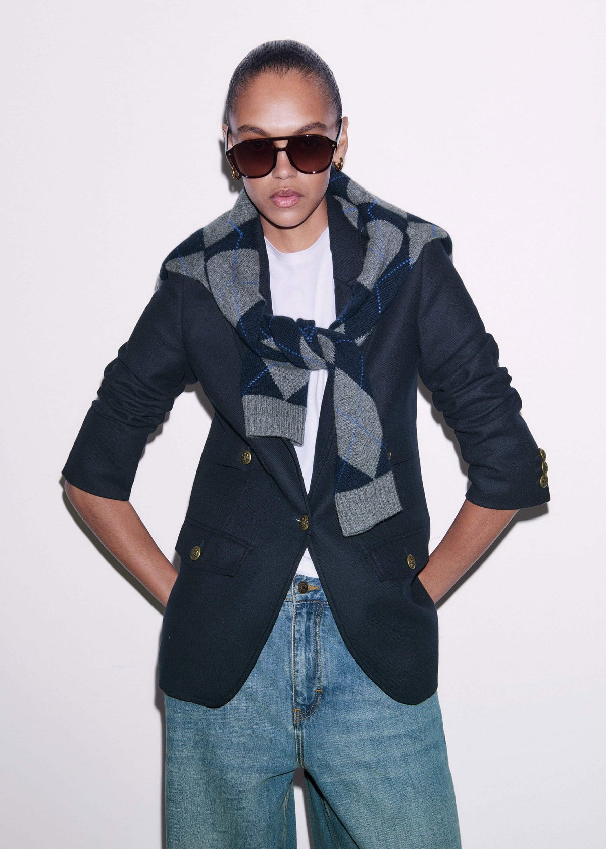 Navy Sharp Shoulder Blazer | ME+EM Clothing