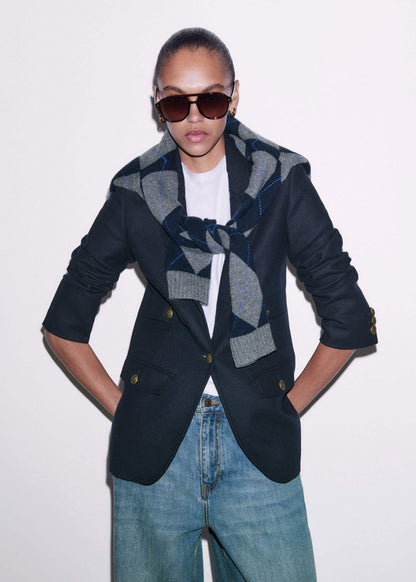 Navy Sharp Shoulder Blazer | ME+EM Clothing