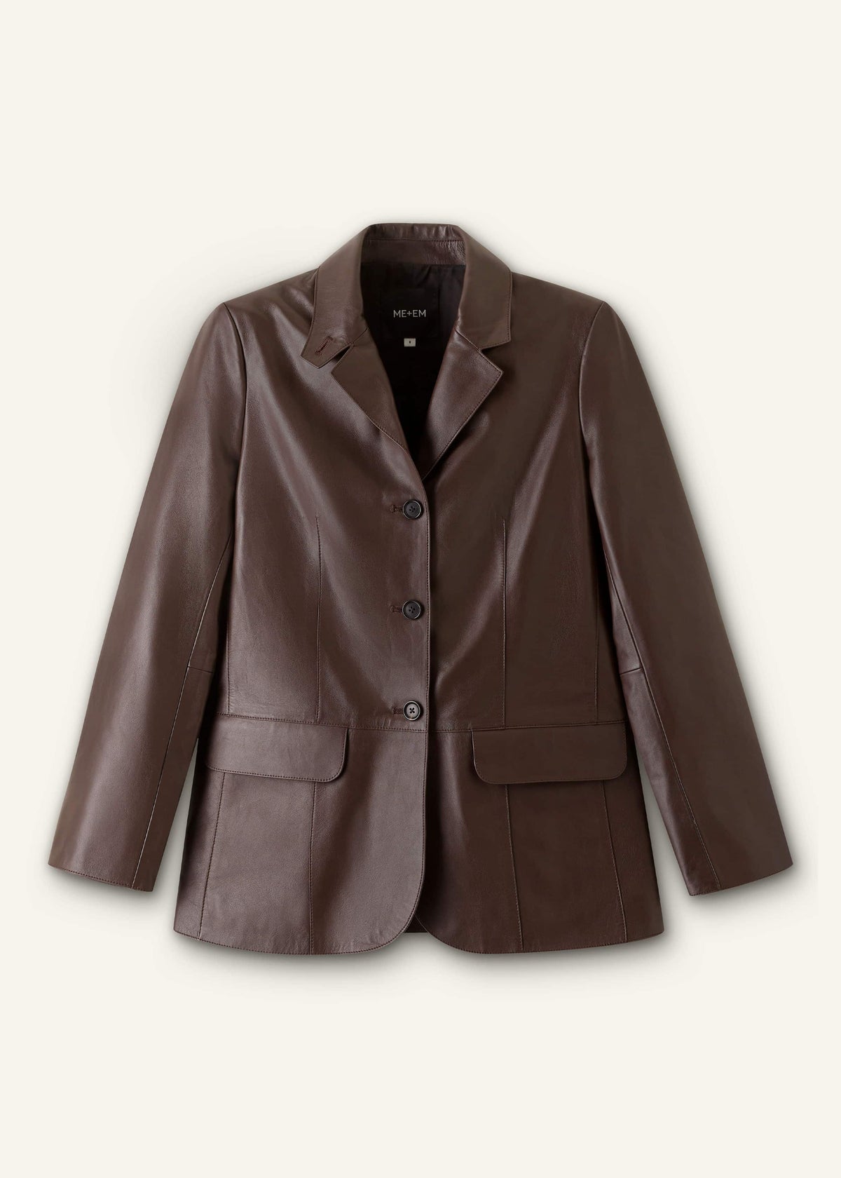 Brown Leather Luxe Relaxed Boyfriend Blazer | ME+EM Clothing