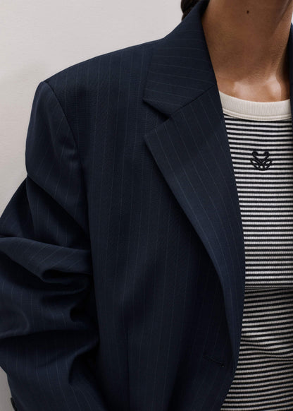 Navy Pinstripe Oversized Blazer | ME+EM Clothing