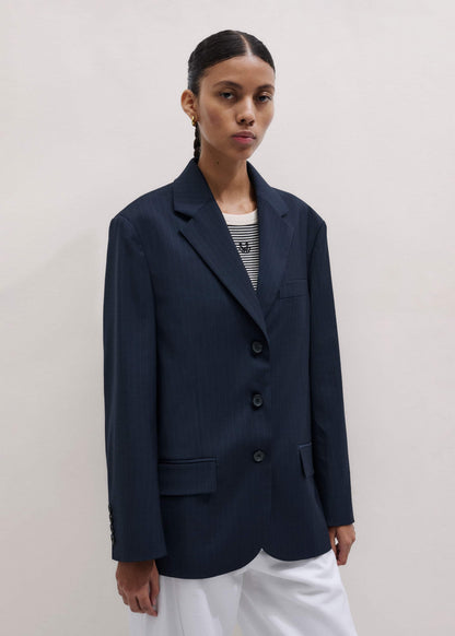 Navy Pinstripe Oversized Blazer | ME+EM Clothing