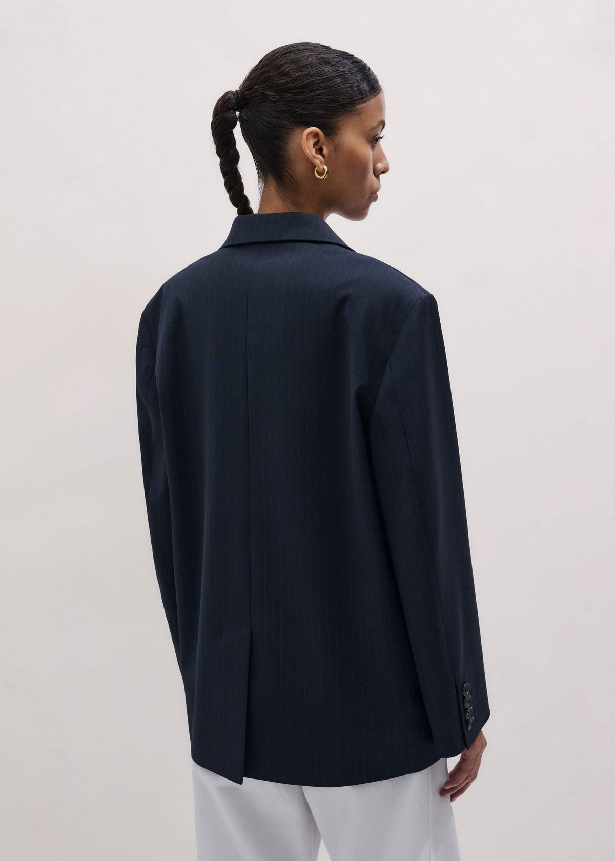 Navy Pinstripe Oversized Blazer | ME+EM Clothing