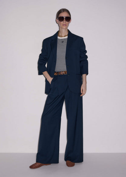 Navy Pinstripe Oversized Blazer | ME+EM Clothing
