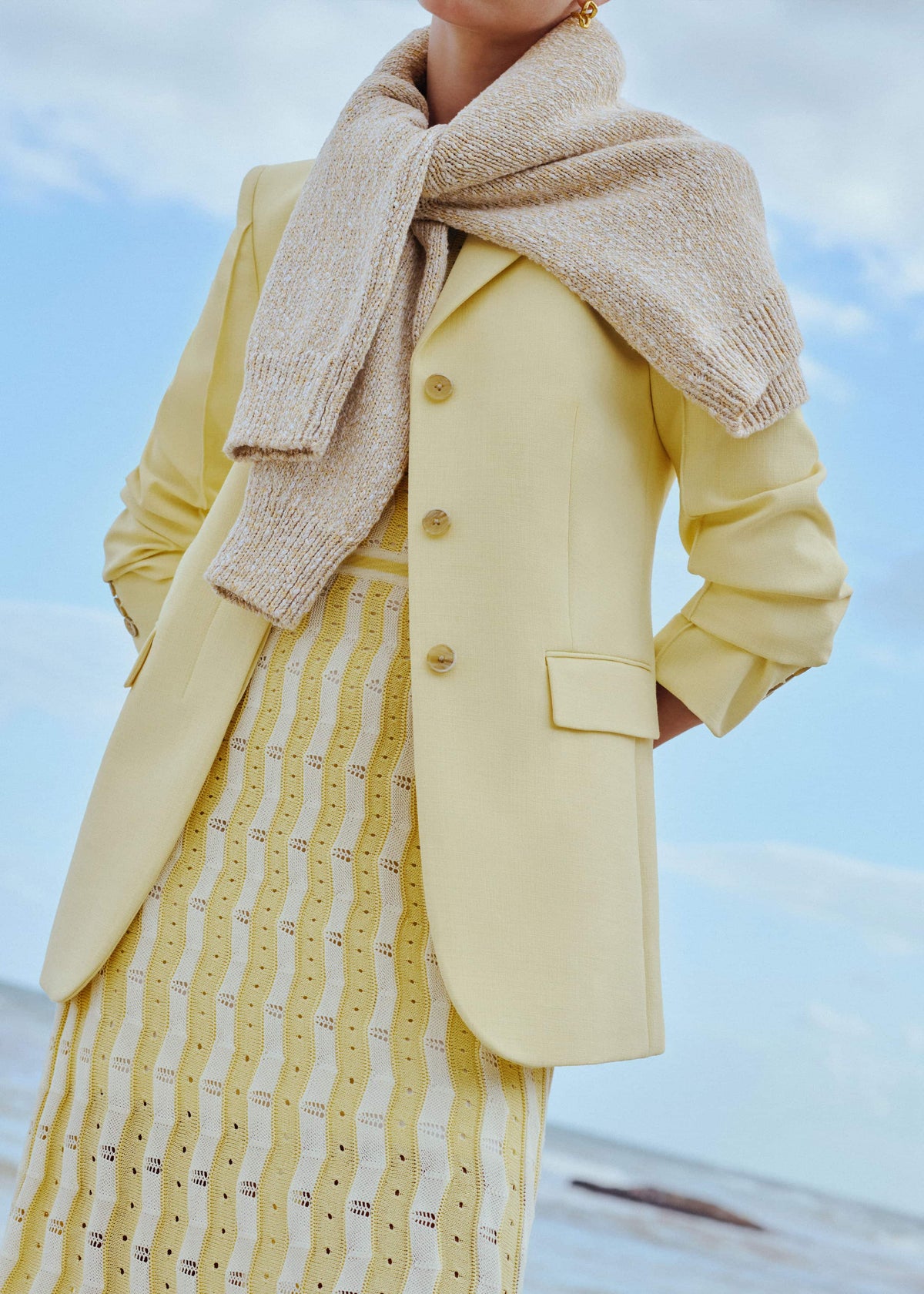 Yellow Slim Contour Blazer | ME+EM Clothing