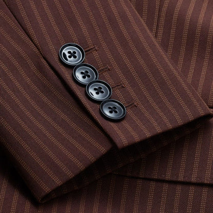Cinnamon Pinstripe Sharp Shoulder Contour Blazer | ME+EM Clothing