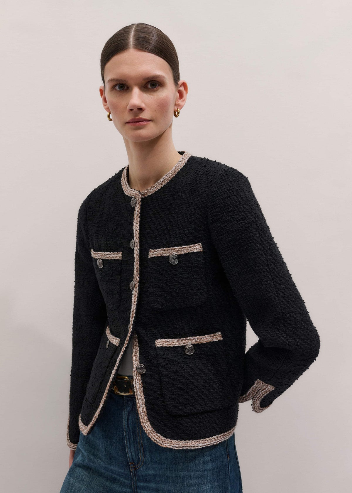 Black Straight Fit Jacket | ME+EM Clothing
