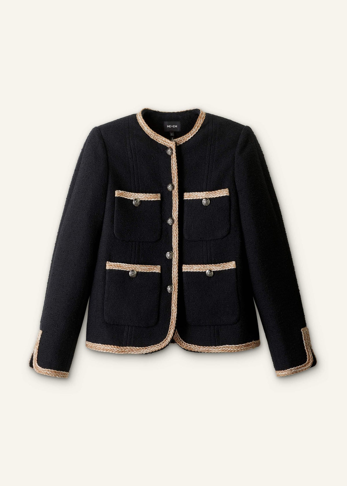 Black Straight Fit Jacket | ME+EM Clothing