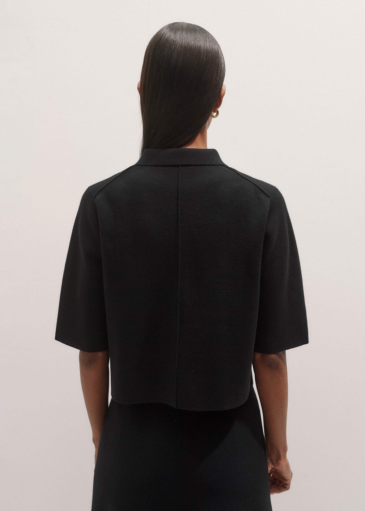 Black Milano Knit Short Sleeve Jacket | ME+EM Clothing