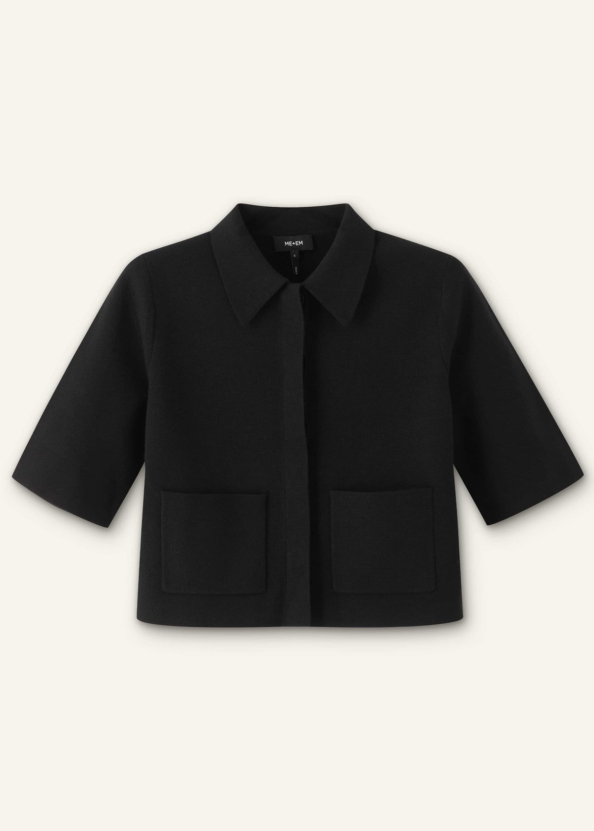 Black Milano Knit Short Sleeve Jacket | ME+EM Clothing