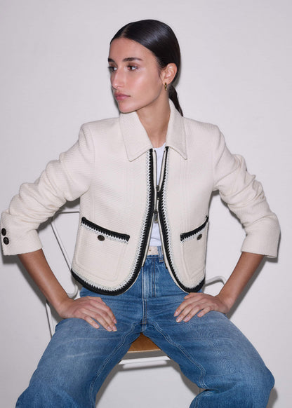Cream Straight Crop Jacket | ME+EM Clothing