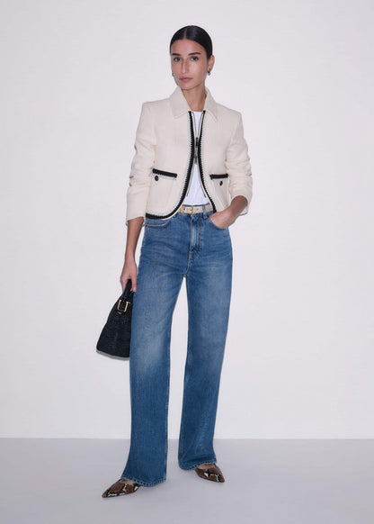 Cream Straight Crop Jacket | ME+EM Clothing