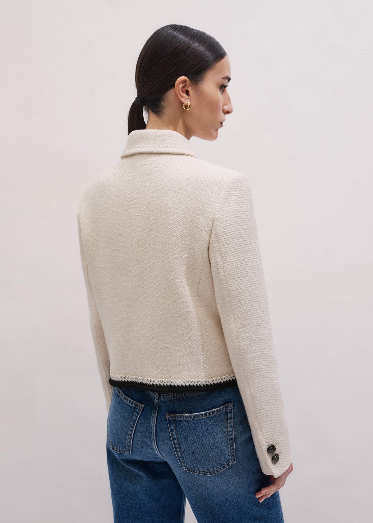 Cream Straight Crop Jacket | ME+EM Clothing