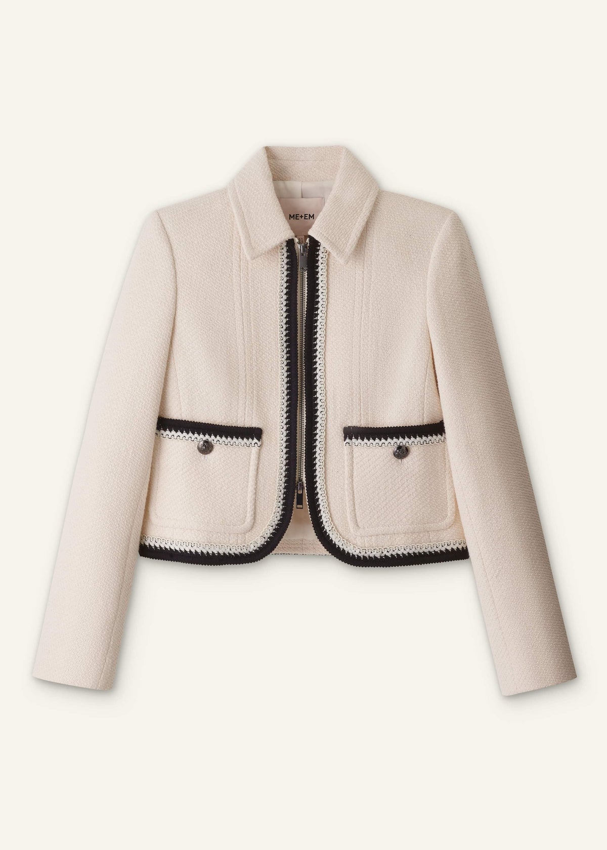 Cream Straight Crop Jacket | ME+EM Clothing