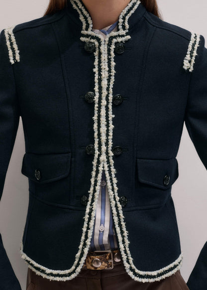 Navy Bold Braid Short Fitted Jacket | ME+EM Clothing