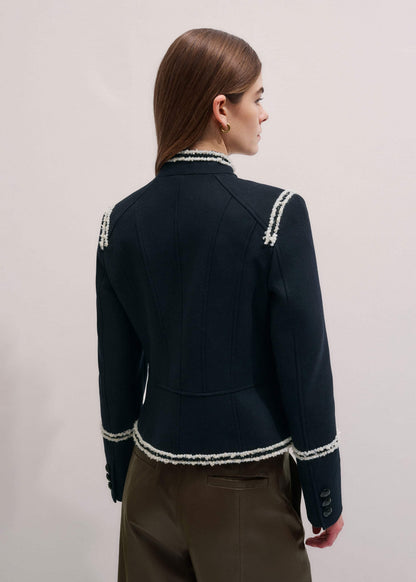 Navy Bold Braid Short Fitted Jacket | ME+EM Clothing