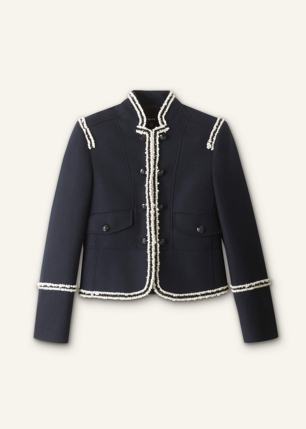 Navy Bold Braid Short Fitted Jacket | ME+EM Clothing