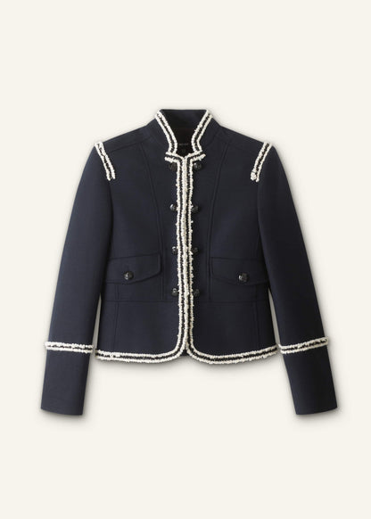 Navy Bold Braid Short Fitted Jacket | ME+EM Clothing