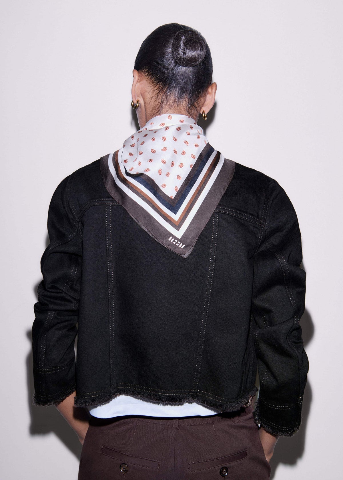 Black Collarless Fray Jacket | ME+EM Clothing