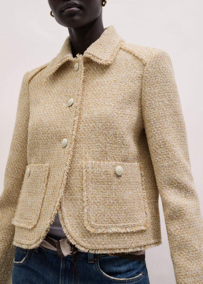 Cream Fringed Short Jacket | ME+EM Clothing