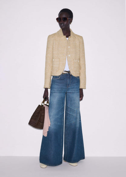 Cream Fringed Short Jacket | ME+EM Clothing